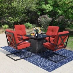 5pc Outdoor Set With Spring Motion Chairs & 28" Fire Table - Captiva Designs -Furniture GUEST 23323a03 89a0 4fb1 99a9 b342bfd5b3d7