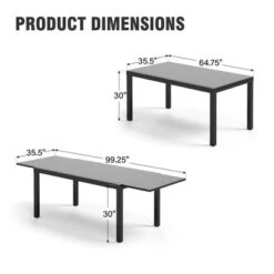 Captiva Designs 1pc Outdoor Patio Expandable Rectangular Steel Dining Table With Two Tabletop Leaves -Furniture GUEST 236808d5 a6ad 47d7 a007 b68ed61bd15d