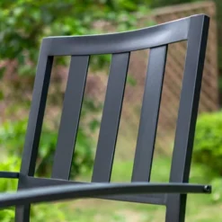 7pc Outdoor Rectangular Table & 6 Chairs With Striped Design - Black - Captiva Designs: Patio Dining Set, Weather-Resistant -Furniture GUEST 239ab40e 5261 4275 bae6 1af30e09dd85