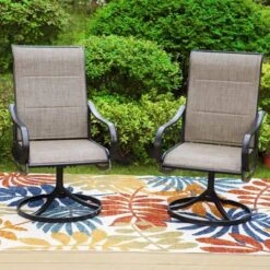 7pc Metal Patio Dining Set With 60"x37" Rectangular Metal Table & Padded Swivel Chairs - Captiva Designs -Furniture GUEST 24edc63d 8881 4ebc 922d e333bcfa496e