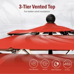 Captiva Designs 10ft Outdoor Patio Umbrella – Large 3-Tier Vented Umbrella With 8 Sturdy Ribs And 1.5" Pole (Base Not Included) -Furniture GUEST 2520ea3d db5b 4b73 bd72 617977c0b170