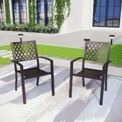 5pc Patio Set With Faux Wood Table & Metal Chairs - Captiva Designs -Furniture GUEST 25d1833b a6bb 4f48 ad4f 1fbec50452bd 1