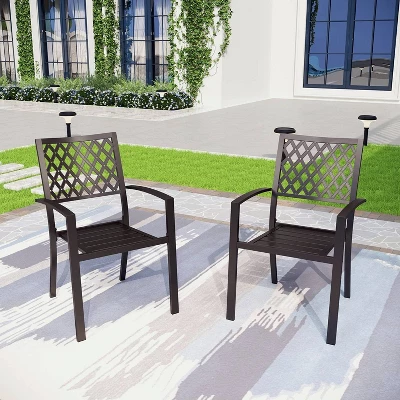 5pc Patio Set With 37" Square Metal Table With Umbrella Hole & Arm Chairs - Captiva Designs 6 5pc Patio Set With 37" Square Metal Table With Umbrella Hole & Arm Chairs - Captiva Designs - Image 4
