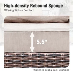 Captiva Designs 6pc Oversized Patio Outdoor Wicker Furniture Conversation Sofa Set With Coffee Table For Garden Yard Porch -Furniture GUEST 268b60c8 572f 4b89 8d22 7a23fc1571ac 1