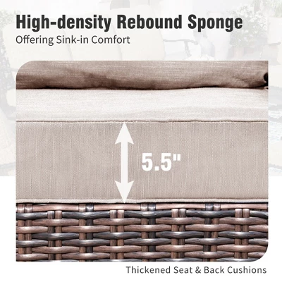 Captiva Designs 4pc Oversized Patio Outdoor Wicker Furniture Conversation Sofa Set With Coffee Table For Garden Yard Porch 10 Captiva Designs 4pc Oversized Patio Outdoor Wicker Furniture Conversation Sofa Set With Coffee Table For Garden Yard Porch - Image 8