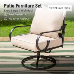 Captiva Designs 4pc Extra Large Metal Outdoor Patio Fire Pit Set With Swivel Pattern-back Chairs -Furniture GUEST 26996acc 2823 4428 a5b7 5b9758304fca 2