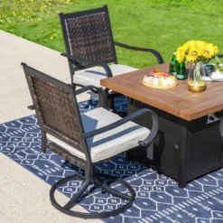 5pc Patio Dining Set With Fire Pit Table & Wicker Rattan 360 Swivel Chairs - Captiva Designs 13 5pc Patio Dining Set With Fire Pit Table & Wicker Rattan 360 Swivel Chairs - Captiva Designs -Furniture GUEST 276b7555 f932 4c50 9333 9bdb97489329