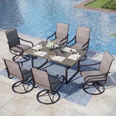 Captiva Designs 7pc Outdoor Patio Metal Rectangle Dining Table & Textilene Swivel Chairs 17 Captiva Designs 7pc Outdoor Patio Metal Rectangle Dining Table & Textilene Swivel Chairs - Image 15