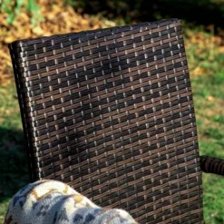 3pc Patio Dining Set With 22" Square Metal Table With Umbrella Hole & 2 Rattan Chairs - Black - Captiva Designs -Furniture GUEST 27adf620 21cf 400b a30e 8abfa236bab5