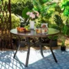 5pc Patio Dining Set With Rattan Arm Chairs & Round Steel Frame & Faux Wood Tabletop - Captiva Designs -Furniture GUEST 27b63a7b 4fd5 4c08 a58f eb87b5783584