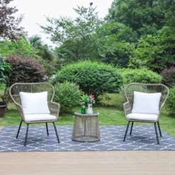 3pc Outdoor Rattan Conversation Set With Cushions - Captiva Designs 19 3pc Outdoor Rattan Conversation Set With Cushions - Captiva Designs -Furniture GUEST 27d55efa 8302 4871 8585 7e4881bccd93