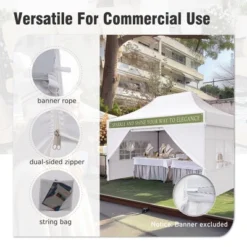 Captiva Designs 10x15 Pop Up Outdoor Commercial Heavy Duty Party Tent, White