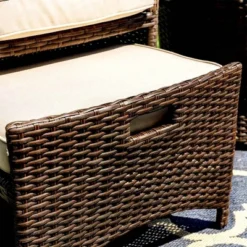 5pc Rattan Conversation Set With Chairs, Ottomans & Storage Side Table - Captiva Designs -Furniture GUEST 27f1d0be 628a 484e 979e 3943a2b9dda2