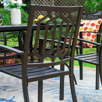5pc Patio Table & Metal Chairs With Diamondback Design - Captiva Designs 8 5pc Patio Table & Metal Chairs With Diamondback Design - Captiva Designs - Image 6