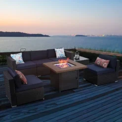 34" Square Outdoor Propane Fire Pit Table With Lid & Fire Glass - Captiva Designs 14 34" Square Outdoor Propane Fire Pit Table With Lid & Fire Glass - Captiva Designs -Furniture GUEST 2888b292 e5e7 457e 8046 2a688abfc107