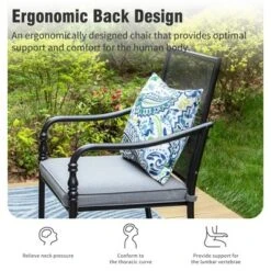 Captiva Designs 5pc Patio Dining Steel Table With Umbrella Hole & Metal Chairs With Cushions -Furniture GUEST 28a8a671 737f 4038 8dce 1445eaeb7c15