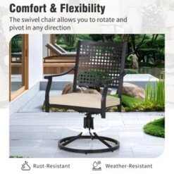 Captiva Designs 7pc Outdoor Patio Dining Slat-top Rectangle Steel Table & Swivel Metal Chairs With Cushions -Furniture GUEST 297f87d5 0291 42c4 b0de 4fb79b56e083 4