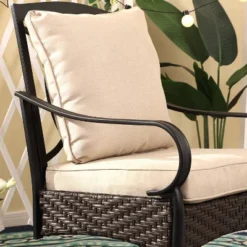 5pc Outdoor Dining Set With Swivel Chairs With Seat & Back Cushions & Square Metal Slat Table With 1.57" Umbrella Hole - Captiva Designs -Furniture GUEST 2a4a5e5f cef0 4e34 9355 3e7052752b0a