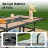 Captiva Designs 8pc Patio Wood-look Rectangle Metal Dining Table & Rattan Chairs & Market Umbrella -Furniture GUEST 2a4e4976 1f5a 41eb 8ac3 0722179ecbbd