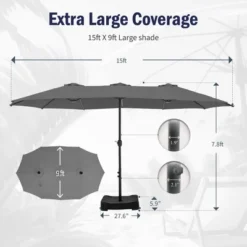 Captiva Designs 9'x15' Rectangular Outdoor Market Umbrella With Crank Handle -Furniture GUEST 2a5e5477 05dd 43c1 b399 00a29274bfc6