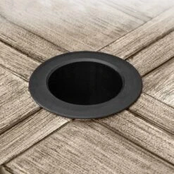 Captiva Designs 9pc Patio Square Driftwood Metal Dining Table And Thick Cushion Swivel Wicker Chairs -Furniture GUEST 2a626d8b f9dd 4b6b 9ad0 3f6371f929a8