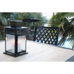 7pc Metal Patio Dining Set With Rectangular Umbrella Table & 6 Swivel Chairs - Captiva Designs -Furniture GUEST 2a70a262 404b 4d75 ba9d c4f6234857d9