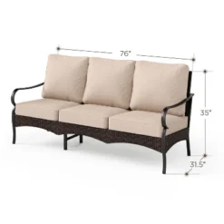 Captiva Designs 6pc Extra Large Metal And Rattan Outdoor Patio Fire Pit Set With Armchairs And Ottomans -Furniture GUEST 2adbb5c6 8f28 434c 82f3 5cadff8cea0b