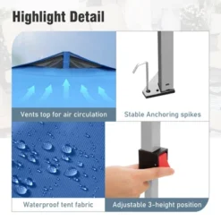 Captiva Designs 10’ X 10’ Outdoor Pop-Up Canopy Tent - Portable Sun Shelter For Camping & Events (Blue) -Furniture GUEST 2ae5de78 5633 40eb 989b 759f2de08422