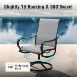 Captiva Designs 7pc Patio Dining Slat-top Rectangle Table & Textilene 360 Degree Swivel Chairs -Furniture GUEST 2b4db25d 4e7c 476f b7fc 4cea4dcc76d0 2