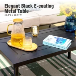 Captiva Designs 4pc Extra Large Metal Outdoor Patio Fire Pit Set With Rocking Pattern-back Chairs -Furniture GUEST 2bbca341 fde6 46d1 b461 4751894589a7