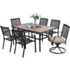 7pc Metal Patio Dining Set With Rectangular Umbrella Table & 6 Swivel Chairs - Captiva Designs -Furniture GUEST 2bd089f1 2e69 4fa6 97ea 8cd34ab40e97