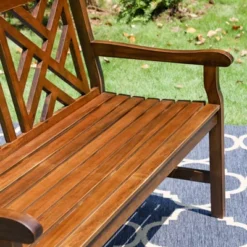 Outdoor Poplar Wood Loveseat Bench - Natural - Captiva Designs -Furniture GUEST 2c1ee415 4312 4772 b199 e4803af27511