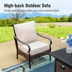 Captiva Designs 6pc Extra Large Metal And Rattan Outdoor Patio Fire Pit Set With Armchairs And Ottomans -Furniture GUEST 2c5fd648 7fe7 403c b468 8b61217a175b 1