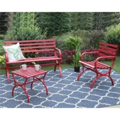 Outdoor Slat Top Coffee Table - Red - Captiva Designs -Furniture GUEST 2c77fb58 4d2d 40e6 a837 3f6f95ebcf29