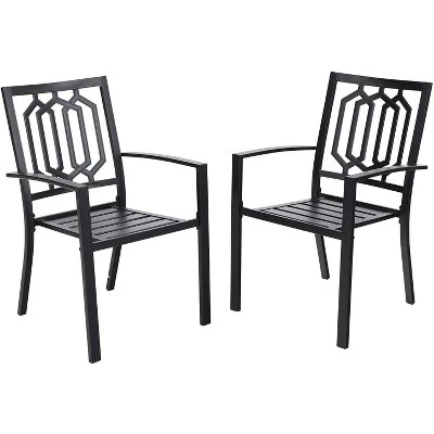 7pc Metal Patio Dining Set With Rectangular Expandable Table & 6 Chairs - Black - Captiva Designs 5 7pc Metal Patio Dining Set With Rectangular Expandable Table & 6 Chairs - Black - Captiva Designs - Image 3