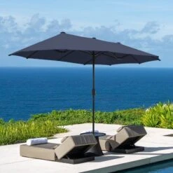 13' X 6.5' Rectangular Outdoor Patio Market Umbrella - Captiva Designs -Furniture GUEST 2c9c3d26 f289 48b9 93af 39f17868b89c