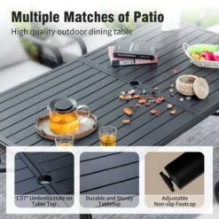 Captiva Designs 7pc Patio Dining Set With Rectangle Steel Table & Rattan Metal Arm Chairs -Furniture GUEST 2db666e1 5a22 4497 a6b3 1d662c4a34f3