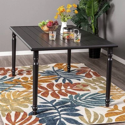 Outdoor Steel Rectangle Dining Table With 1.77" Umbrella Hole - Captiva Designs 4 Outdoor Steel Rectangle Dining Table With 1.77" Umbrella Hole - Captiva Designs - Image 2