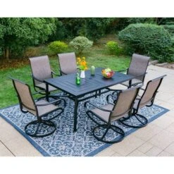 Outdoor Stainless Steel Rectangle Dining Table With Umbrella Hole - Captiva Designs -Furniture GUEST 2dd886ee aa8a 43bc a4d2 bb0f63fe51f6