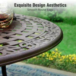 Captiva Designs 7PC Cast Aluminum Patio Dining Set With Round Table & Flower Back Chairs -Furniture GUEST 2ed6f481 9edc 42f3 97c4 e706a04b400f