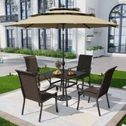 Outdoor Square Steel Dining Table - Captiva Designs: Water-Resistant -Furniture GUEST 2f68c142 3b98 47ab bc94 224cea37e328