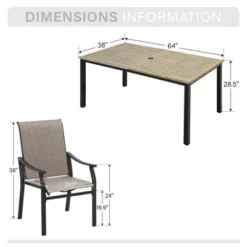 Captiva Designs 7pc Outdoor Patio Black Steel Dining Table & Brown Textilene Arm Chairs -Furniture GUEST 2f6f71e9 9fbf 42b0 b00c 9312c414c5d5