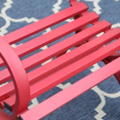 Outdoor Steel Single Seat Garden Arm Chair - Red - Captiva Designs -Furniture GUEST 2f7dd429 69b5 412b 8f5e 7800e04071d5