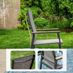 Captiva Designs 7pc Patio Slat-top Adjustable Rectangular Table & Gray Textilene Aluminum Chairs 26 Captiva Designs 7pc Patio Slat-top Adjustable Rectangular Table & Gray Textilene Aluminum Chairs -Furniture GUEST 2f8403ff ed7a 4a18 9f38 5c0ffbd474b3