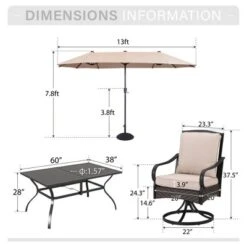 Captiva Designs 8pc Patio Rectangle Steel Dining Table & Rattan Chairs & Market Umbrella 20 Captiva Designs 8pc Patio Rectangle Steel Dining Table & Rattan Chairs & Market Umbrella -Furniture GUEST 3005c92b 9d27 47d1 b303 6623d7835d29