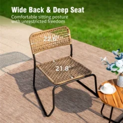 Captiva Designs 3pc Conversation Set With Bistro Table With Steel Frame & All-weather Woven Chairs -Furniture GUEST 3103baca 9de5 4f67 8ec5 fc79d51a8878