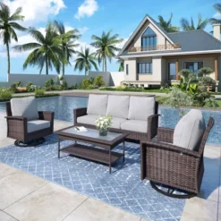 Captiva Designs 4pc Oversized Patio Outdoor Wicker Furniture Conversation Sofa Set With Coffee Table For Garden Yard Porch 23 Captiva Designs 4pc Oversized Patio Outdoor Wicker Furniture Conversation Sofa Set With Coffee Table For Garden Yard Porch -Furniture GUEST 31764691 7320 40f6 b7c7 f6cc8935b4cd