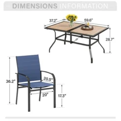 Captiva Designs 7pc Patio Dining Set With Wood-look Rectangle Steel Table & Sling Fixed Chairs -Furniture GUEST 317c4699 37dd 4b79 a8e9 4a9590985285
