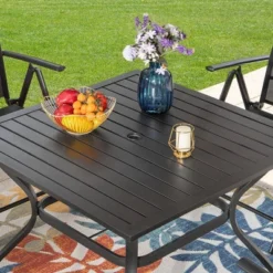 5pc Patio Set With Square Table & Reclining Sling Chairs With Armrests - Captiva Designs -Furniture GUEST 320d4c32 6843 4c31 bcc2 2c0368627ef6 1