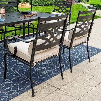 5pc Outdoor Dining Set With Chairs, Cushions & Metal Round Table - Captiva Designs: Weather-Resistant Patio Set 9 5pc Outdoor Dining Set With Chairs, Cushions & Metal Round Table - Captiva Designs: Weather-Resistant Patio Set - Image 7